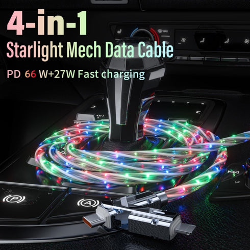 4 in 1 USB Charging Cable, 2 Pack 3.3ft Light up USB-C Cable, Multicolored RGB Starlights USB C to C Cable with EVA