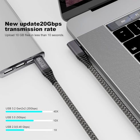 Short USB C to USB C Cable 1.65Ft, USB C 3.2 Gen 2 Cable 20Gbps Data Transferring Cord 4K 100W PD Charging Compatible with Thunderbolt 3/4 Samsung T7/T5/X5 SSD, MacBook Pro/Air, Monitor…
