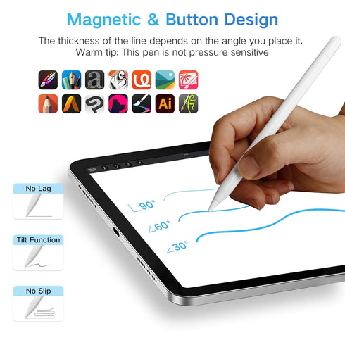 Stylus Pen 3rd Gen, USB-C Charging & Magnetic Wireless Charging, Tilt Sensitivity, Compatible with iPad Pro 11"/12.9",