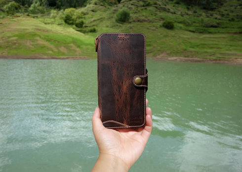 Yogurt 6.5-inch Case Compatible for iPhone Air, Genuine Leather Wallet Cover Compatible for iPhone Air, Handmade Oil