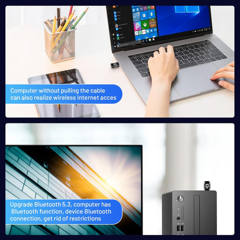 USB WiFi Adapter - 2-in-1 WiFi Bluetooth Adapter 900Mbps Dual Band for PC/Laptop/Desktop, Driver Free Mini Adapter