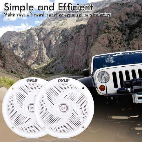 Pyle Marine Speakers - 4 Inch 2 Way Waterproof Outdoor Audio Stereo Sound System, 100 Watt Power, 1 Pair, White
