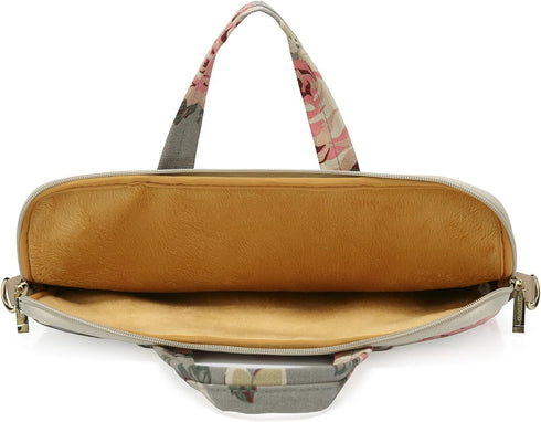 White Rose Pattern Water Resistant Laptop Shoulder Bag for 15-15.6 Inch Laptop, Messenger Case Sleeve