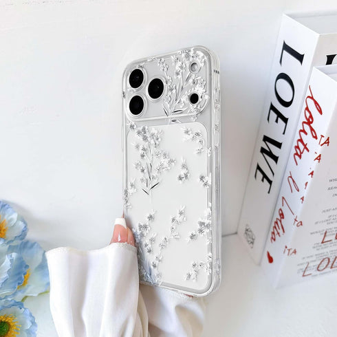 NITITOP 17 Compatible for iPhone Pro Case Cute Clear Flower Floral Artistic Design for Women Girls Stylish Slim Soft