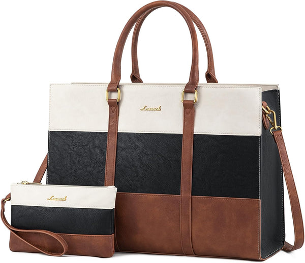 LOVEVOOK Laptop Bag for Women, 15.6 Inch Work Bags for Women, Vintage Leather