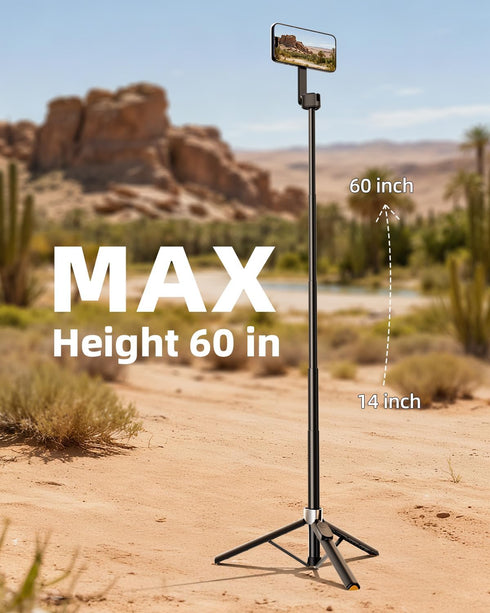 TODI 60" 12-17 Magnetic Tripod for iPhone,Mini Magnetic Selfie Stick Magnetic Selfie Stick Compatible with iPhone