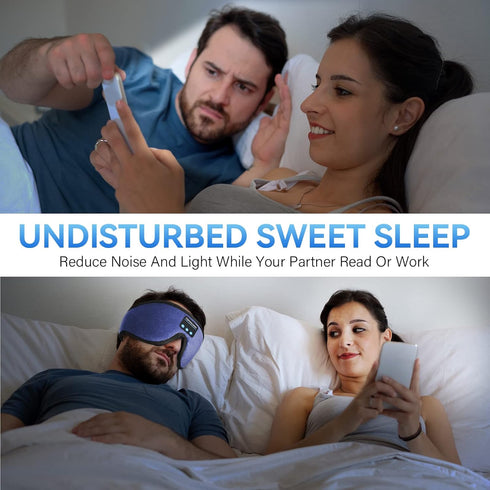 Sleep Headphones, 3D Bluetooth Sleep Mask, LIGHTIMETUNNEL Washable with Ultra Thin Stereo Speakers, Blue Color