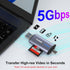 Closs 3.0 5Gbps 2-in-1 SD/SDHC/SDXC/MMC/UHS-I, 16/15, USB SD Card Reader, Type-C & USB-A Dual Slot Memory Card Reader