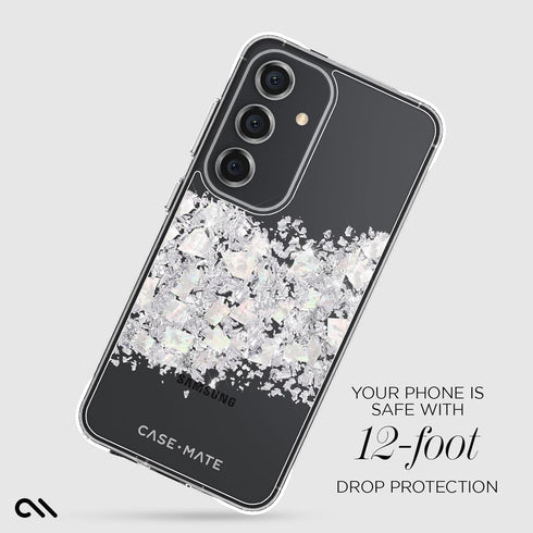 Case-Mate Samsung Galaxy S24 Case - 6.2", Touch of Pearl, 12ft Drop Protection, Luxury Bling Glitter Case