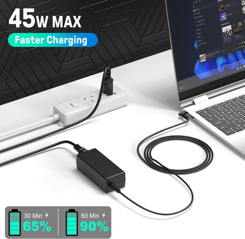 45W Charger for HP Laptop, Blue Tip, Compatible with Pavilion x360 11 13 15, Zbook 14u G4 G5, Notebook 15