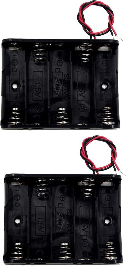 LampVPath (Pack of 2 5 AA Battery Holder with Leads, 5 AA Battery