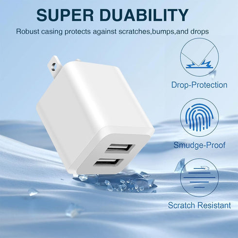 REKNA 14 13 12 11 USB Wall Charger, Dual Port Cube Power Adapter Charger Plug Block Charging Box, Dual Port Wall Fast