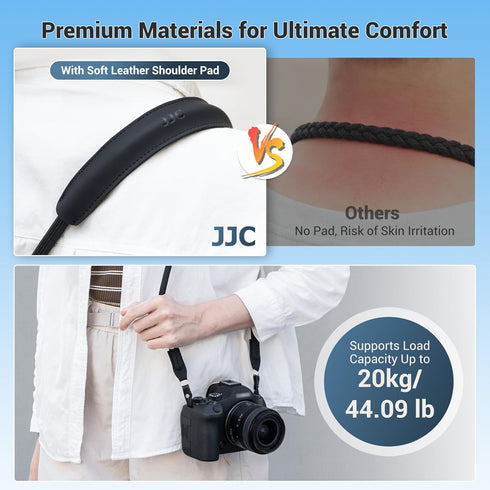 115cm ZV-E10 A7V A7IV A6400 A6700 XT4 XT3 XT20 XE4 5D 6D R7 R8 D3400 JJC Braided Rope Camera Strap, Soft Neck Shoulder