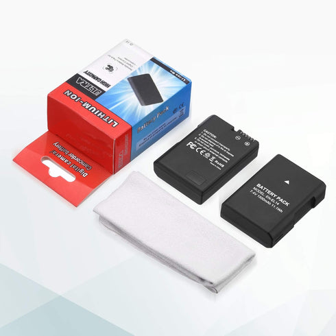 EN-EL14 EN EL14A Battery 2-Pack 1500mAh Li-ion for Nikon D3100, D3200, D3300, D3400, D3500, D5100, and More
