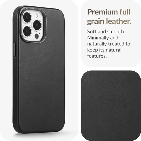 LONLI Edition iPhone 15 Pro Max Case - Premium European Genuine Leather, Develops Patina Over Time, Compatible with