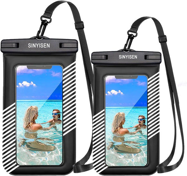 Waterproof Phone Pouch 2pcs (S+L), IPX8 Floating Case for iPhone 15 14 Pro 13 12, Samsung S24 S23 S22, White