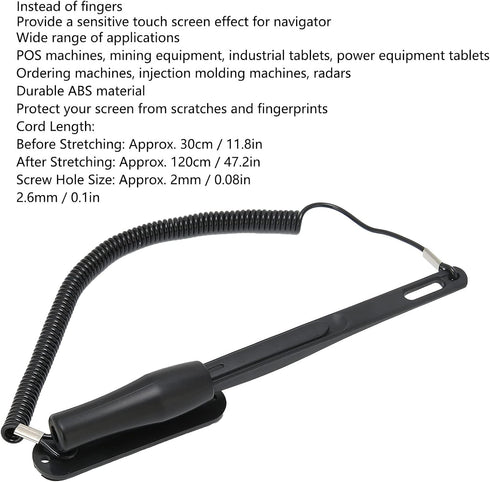 Resistive Touchscreen Pen, Car Navigator Touch Stylus Painting Pen, Proof Touchscreen Stylus with Spring Rope Fixing