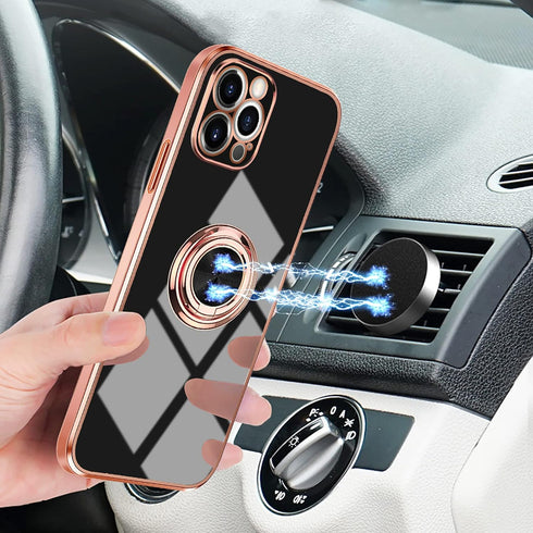 Omorro iPhone 12 Pro Max Case, Ring Holder with 360 Rotation Kickstand, Slim Soft Black Case for Women & Girls, 6.7 Inch