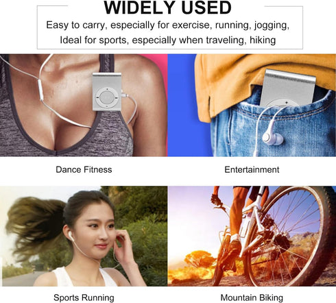 Wisoqu MP3 MP3 Player, Portable Digital Music Media Player Mini Back-Clip Player with Earphone and USB Cable