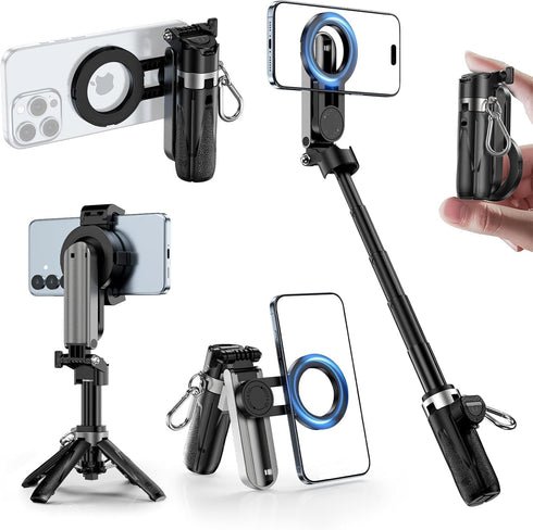 CloudValley Magnetic Mini Selfie Stick Tripod, 4-in-1 Pocket Size Phone Tripod with 360