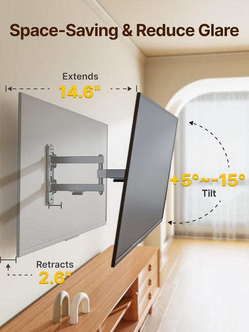 monTEK 13-43 Inch 200x200mm, 44lbs Full Motion TV Wall Mount Bracket for Most LED LCD Flat Screen TVs & Monitors