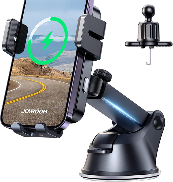JOYROOM Wireless Car Charger, 15W Qi Fast Charging Car Charger Phone Holder, Auto-Clamping for iPhone 15 Pro Max