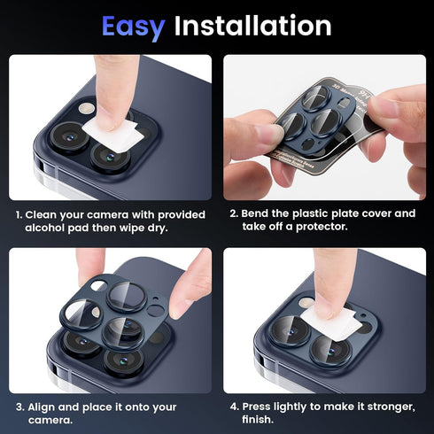 Tensea Camera Lens Protector for iPhone 15 Pro/Pro Max, Metal Aluminum Alloy & Tempered Glass, Case Friendly 2023.