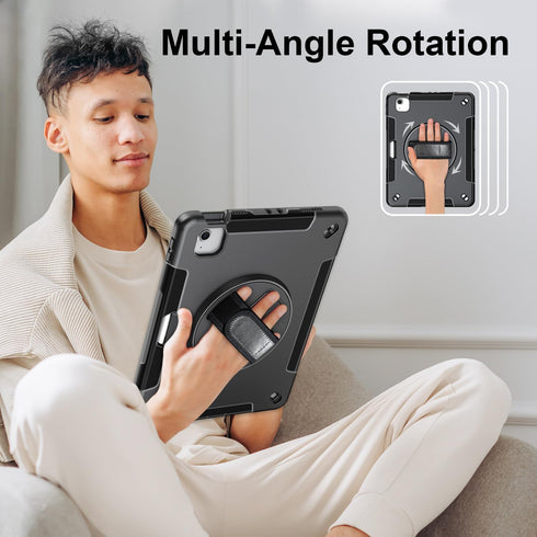 Protective Case for iPad Air 6th Generation 11-inch M2 2024, with Kickstand/Hand Strap/Shoulder Strap/Pencil
