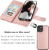 Njjex iPhone 12 Mini Wallet Case (2020), 9 Card Slots, PU Leather, Detachable Kickstand, Magnetic Cover, Rose Gold