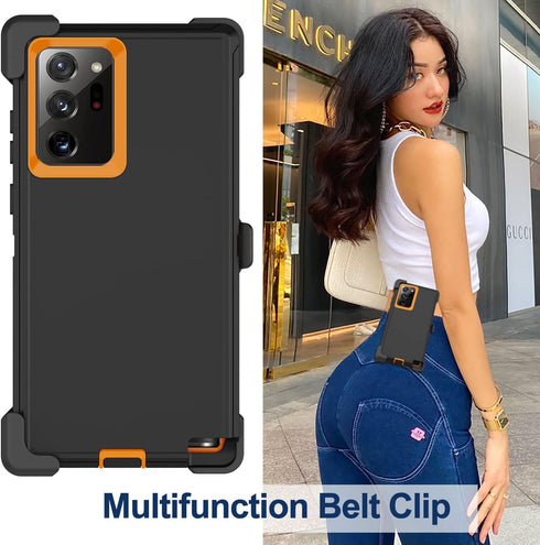 Galaxy Note 20 Ultra Case - Military Grade Heavy Duty Shockproof Cover with Belt Clip Holster & 2 Screen Protectors