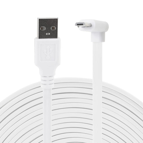 LEFXMOPHY Power Cord for WYZE Cam Pan V3, 20ft Micro USB Right Angle White Extension Charging Cable