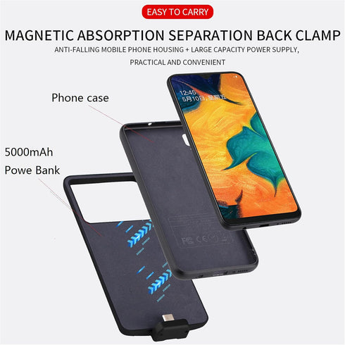 Battery Case For Samsung Galaxy A13 5G, Slim Power Bank Portable Protective Extended battery Charging Case Galaxy A13 5G with Screen Protector Camera Lens Protector cell phone battery charger cases