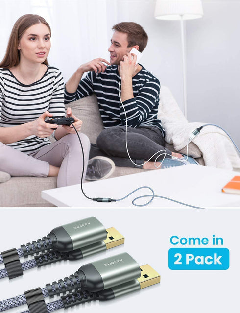 AINOPE 10FT USB 3.0 Extension Cable, Type A Male to Female, 2 Pack, Braided, Fast Data Transfer for Keyboard, Mouse,