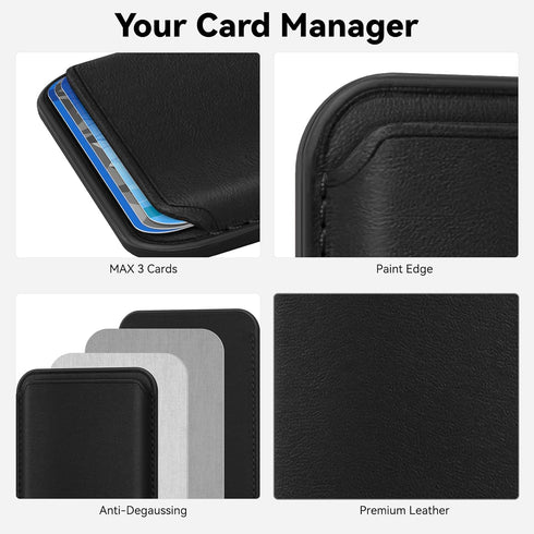 Magnetic Wallet Cell Phone Card Holder for iPhone 15 Series, RFID Leather Stick on Wallet for iPhone 14/13/12