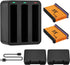 Vemico 360 X4 Batteries Charger Kit, 2500mAh Replacement X4 Batteries and USB-C 3-Channel Charger Hub