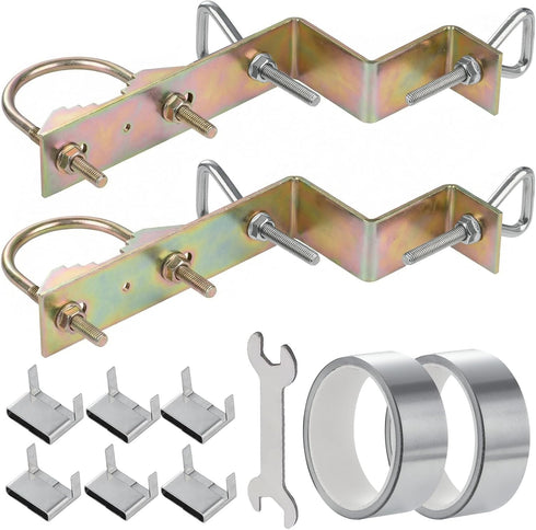HEVIDUBANA 2 Sets Antenna Mast Chimney Mount Bracket, Z-Type Antenna Pole Mounting Clamp