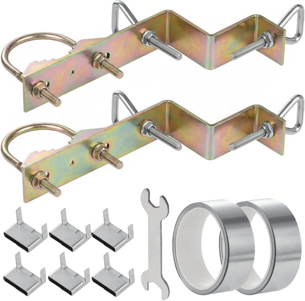 HEVIDUBANA 2 Sets Antenna Mast Chimney Mount Bracket, Z-Type Antenna Pole Mounting Clamp