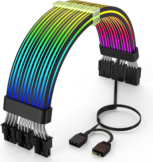 Sirlyr RGB PC Cables, Strimmer 3 * 8 pin PSU Extension Cable, 5V 3Pin Sync ARGB, for Graphic Card Power Supply,