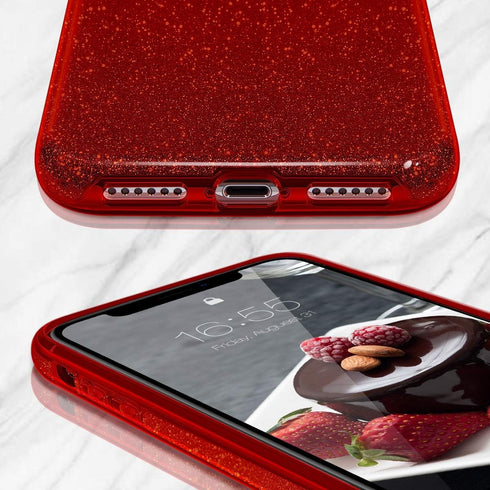 MATEPROX Bling Sparkle Case for iPhone XR - Cute Girls Women Protective Christmas Case (Red)