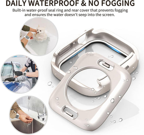 2 in 1 Waterproof Bling Case for Apple Watch, 40mm Screen Protector SE Series 6/5/4, Women Glitter Diamond Bumper