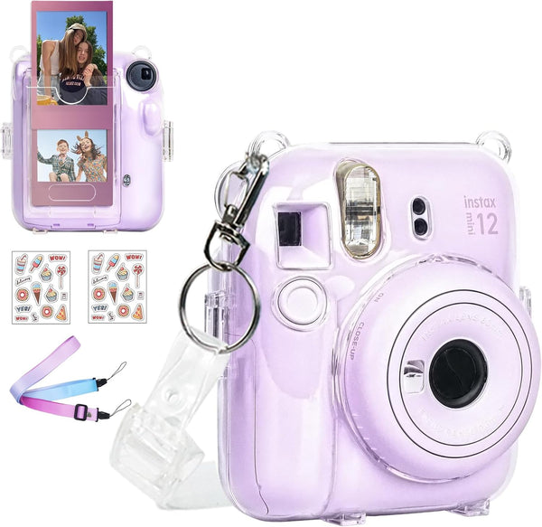 Instant Mini 12 Clear Case for Fujifilm Instax Mini 12 Camera, Protective Case with Upgraded Back Pocket