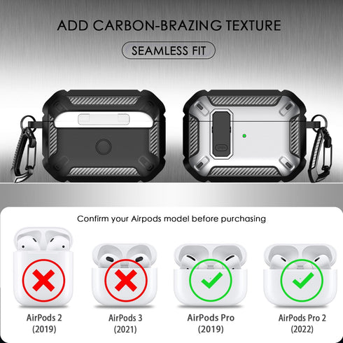 AirPods Pro 2nd Gen Case with Cleaning Kit, Military Hard Case Armor with Lock, for AirPod Gen 2 Charging Case