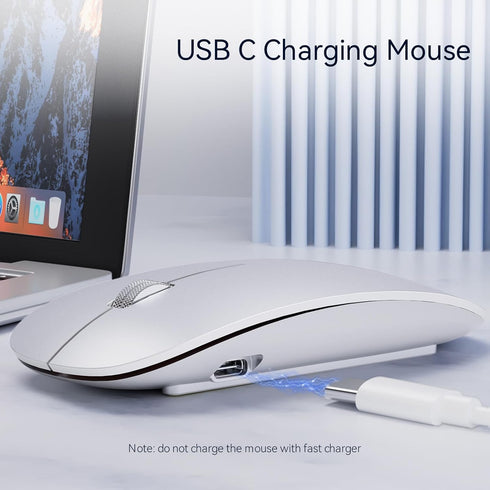 Uiosmuph G11 Wireless Mouse, USB C Rechargeable Slim Silent Mice, 2.4GHz Optical with USB Nano Receiver for