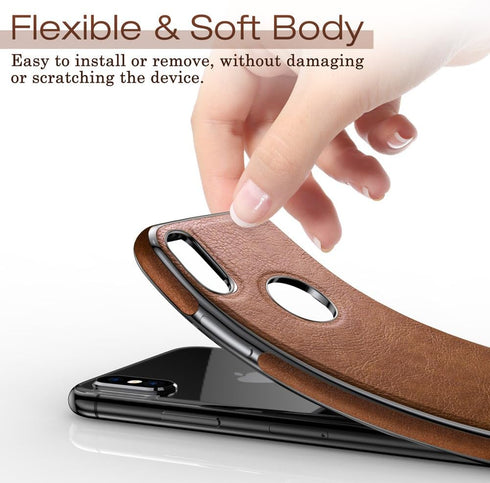 LOHASIC Slim Thin Premium Leather Case for iPhone Xs, Anti-Slip Grip Protective Cover for iPhone X XS - Brown