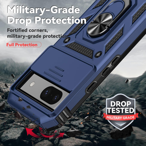 for Google Pixel 8A Case, Navy Blue | Camera Lens Cover HD Screen Protector, Dual Layer Military-Grade Drop Tested with
