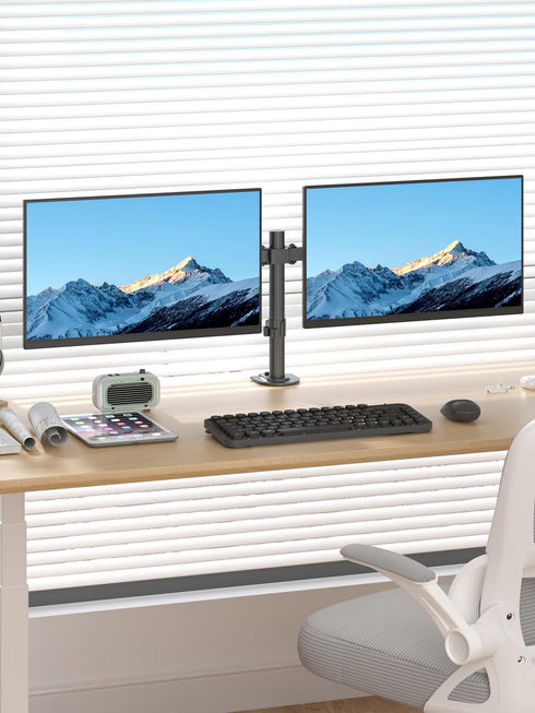 suptek 2 27 inch, 22 lbs 75x75/100x100 mm, (MD9442) Dual Monitor Desk Mount, Adjustable Dual Monitor Arm for Computer