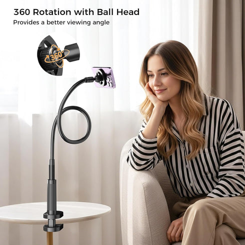 Voinap 17 16 15 14 13 12. Gooseneck Phone Holder for Bed Laying Dowm, Magnetic Cell Phone Stand for Desk Headboard