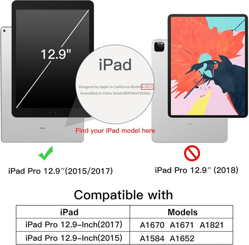 JETech 12.9 Inch (2015/2017 1st/2nd Case for iPad Pro Model, Generation) with Pencil Holder, Slim Tablet Cover