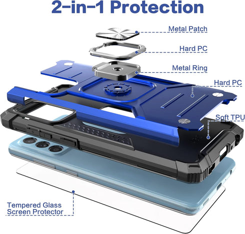 Galaxy A52 5G Case with Screen Protector, Shockproof Drop Test Cover with Car Mount Kickstand, Lightweight Protective