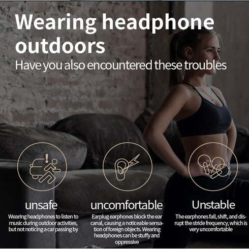 Bluetooth Ear Clip, Single Wireless Ear Bud Clip On, Open Ear Headphone Bluetooth Wireless Headset, Bone Conducting